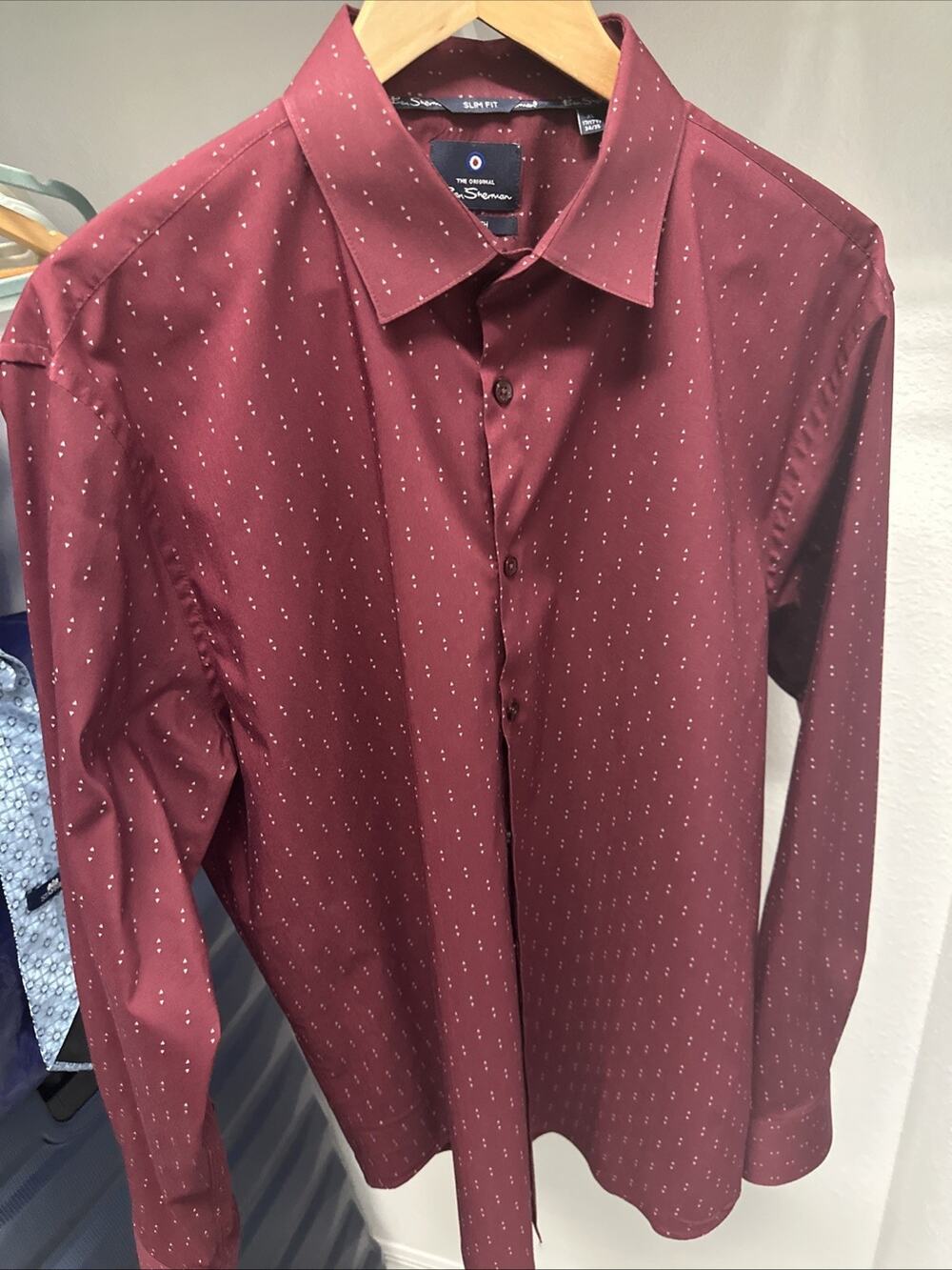 Ben Sherman Long Sleeve XL 17 / 17.5 34 / 35 Button Down Burgundy Men's Shirt
